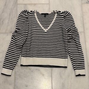 White House Black Market striped puff sleeve sweater
